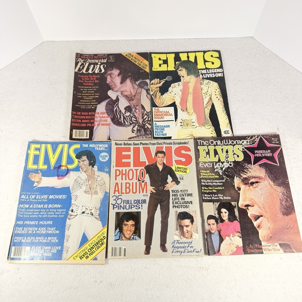 Vintage Elvis Presley Magazine Lot 1970s Memorial Photo Album Centerfold